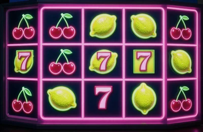 Neon Fruit-Slot mit Kirschen und Sieben als klassischer Online Slot im Golazzo Casino