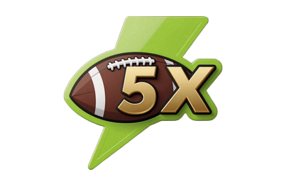 Lime Blitz-Boost-Badge mit Fu&szlig;ball und goldener 5X-Zahl f&uuml;r den Golazzo Wednesday Blitz