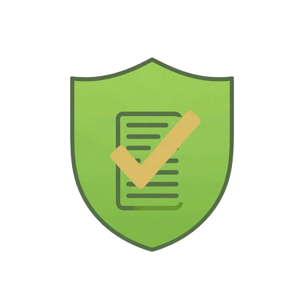 Lime Schild-Icon mit goldenem H&auml;kchen und Ausweis-Silhouette als Symbol f&uuml;r die KYC-Verifizierung im Golazzo Casino